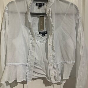 J. Crew Ivory Lace-Trimmed Top